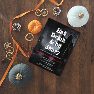 Scary Eat Drink & Be Scary Halloween Party Invitation