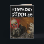 SCARY EVIL CLOWN BIRTHDAY CUDDLES & KISS Cards<br><div class="desc">SCARY BIRTHDAY CLOWN CUDDLES OVERSIZED CARD. (ALSO AVAILBLE IN SMALLER SIZES) FUNNY MESSAGE INSIDE.</div>