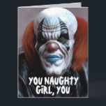 SCARY EVIL CLOWN FOR HER HUG FUNNY GREETING CARDS<br><div class="desc">SCARY BIRTHDAY CLOWN OVERSIZED CARD. (ALSO AVAILBLE IN SMALLER SIZES) FUNNY MESSAGE INSIDE.</div>