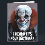 SCARY EVIL CLOWN FUNNY BIG BIRTHDAY CARD<br><div class="desc">SCARY BIRTHDAY CLOWN OVERSIZED CARD. (ALSO AVAILBLE IN SMALLER SIZES)</div>