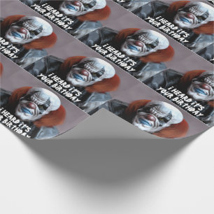 SCARY EVIL CLOWN FUNNY BIG BIRTHDAY WRAPPING PAPER