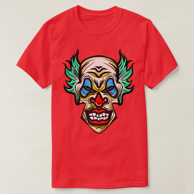 Scary Evil Clown Horror Halloween  T-Shirt (Design Front)
