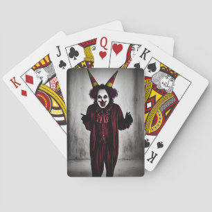 Scary Evil Clown Red Costume Playing Cards