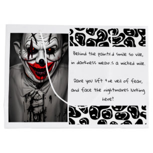 Scary Evil Smiling Clown & Quote Large Gift Bag