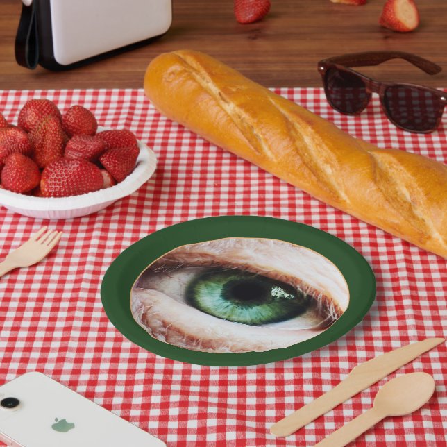 Scary Eyeball & Halloween Green Eye /spooky zombie Paper Plate (Picnic)