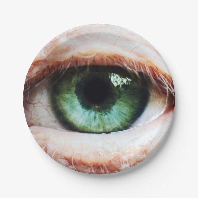Scary Eyeball & Halloween Green Eye /spooky zombie Paper Plate (Front)