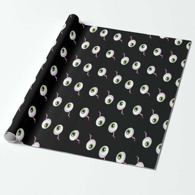 Scary eyeballs on black wrapping paper (Unrolled)