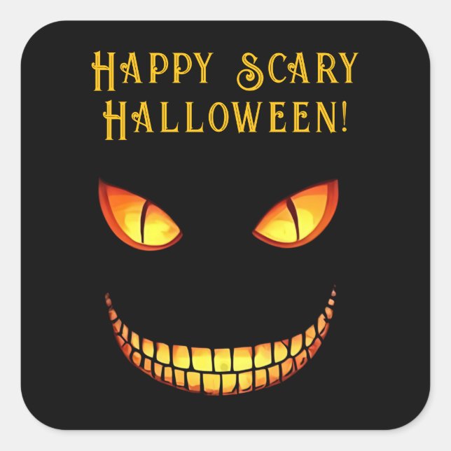 Scary Eyes and Crazy Smile Halloween  Square Sticker (Front)