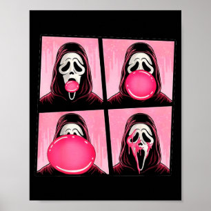 Scary Face Bubble Gum In October We Wear Pink Ghos Poster