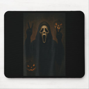 Scary Face Ghost With Heart Hands Creepy Halloween Mouse Mat