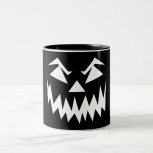 Scary Face Halloween Black Two-Tone Coffee Mug