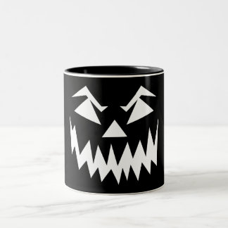 Scary Face Halloween Black Two-Tone Coffee Mug