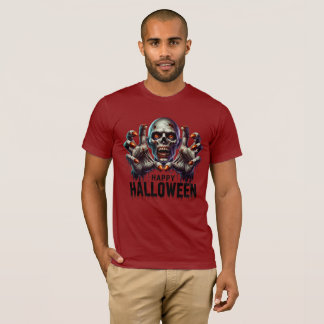Scary Face & Hand Halloween Horror Design T-Shirt