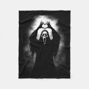 Scary Face Horror Creepy Ghost Heart Hands Hallowe Fleece Blanket