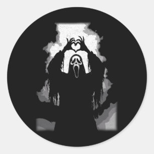 Scary Face Horror Poster Halloween  Classic Round Sticker