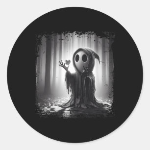 Scary Face Horror Poster Halloween Ghost Heart Sha Classic Round Sticker