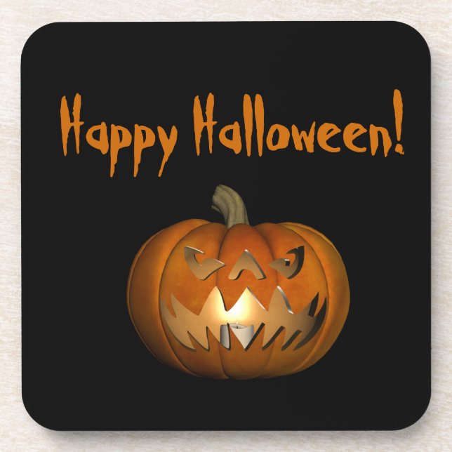 Scary Face Pumpkin Drink Coaster (Front)