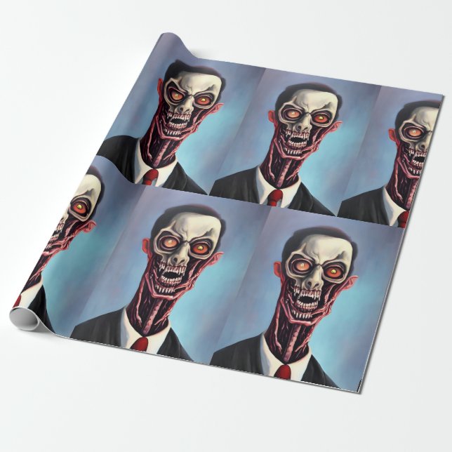 Scary Face Wrapping Paper  (Unrolled)