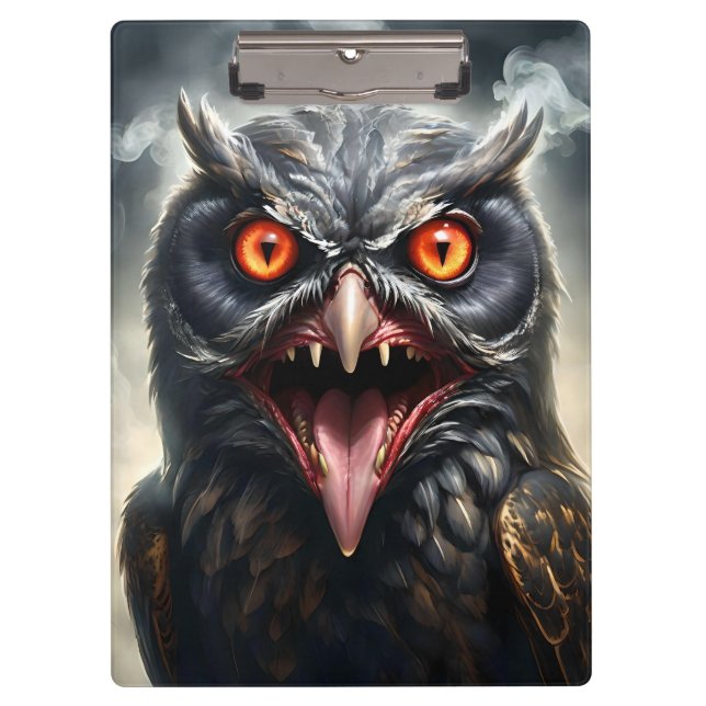 Scary Fanged Vampire Owl, Clipboard (Front)