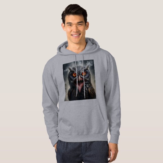 Scary Fanged Vampire Owl, Hoodie (Front Full)