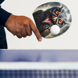 Scary Fanged Vampire Owl, Ping Pong Paddle
