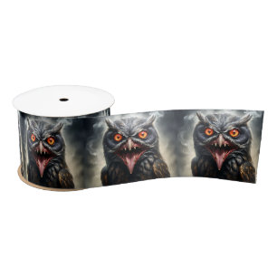 Scary Fanged Vampire Owl, Satin Ribbon