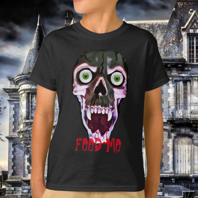 Scary Feed Me Bloody Halloween Ghoul Skull T-Shirt (Creator Uploaded)