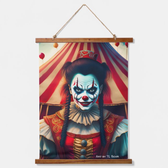 Scary Female Clowns Wall Scroll Set Hanging Tapestry (Front)