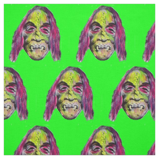 scary fiendish horror monster print fabric (Swatch)