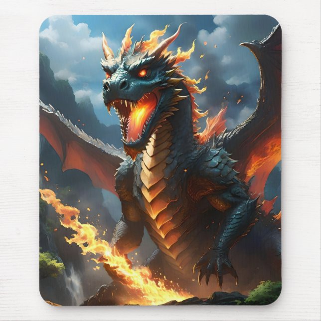 Scary Fire Breathing Dragon,  Mouse Mat (Front)