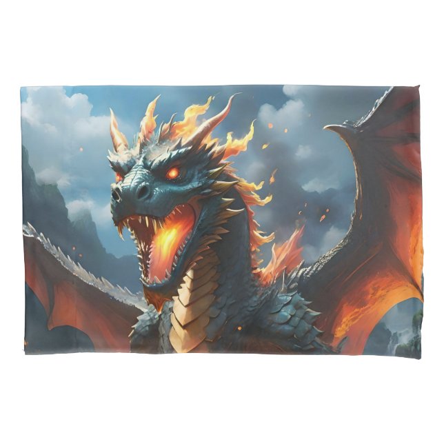 Scary Fire Breathing Dragon,  Pillowcase (Front)