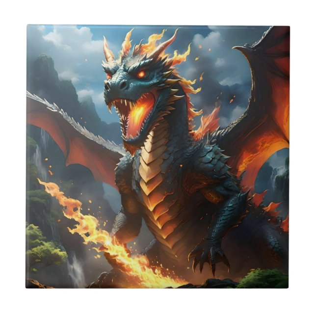Scary Fire Breathing Dragon, Tile (Front)