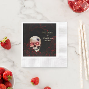 Scary floral dark moody gothic skull halloween nap napkin