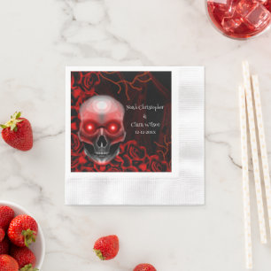 Scary floral dark moody gothic skull halloween napkin