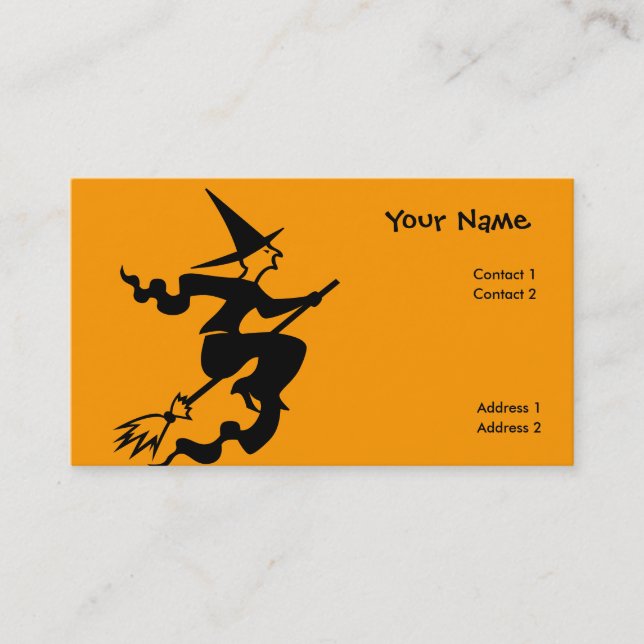 scary flying witch business card (Front)