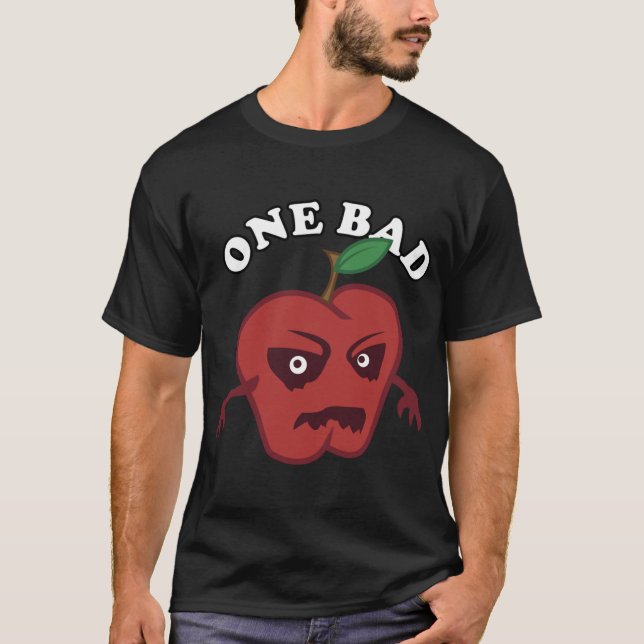 Scary Fruit One Bad Apple Funny T-Shirt (Front)