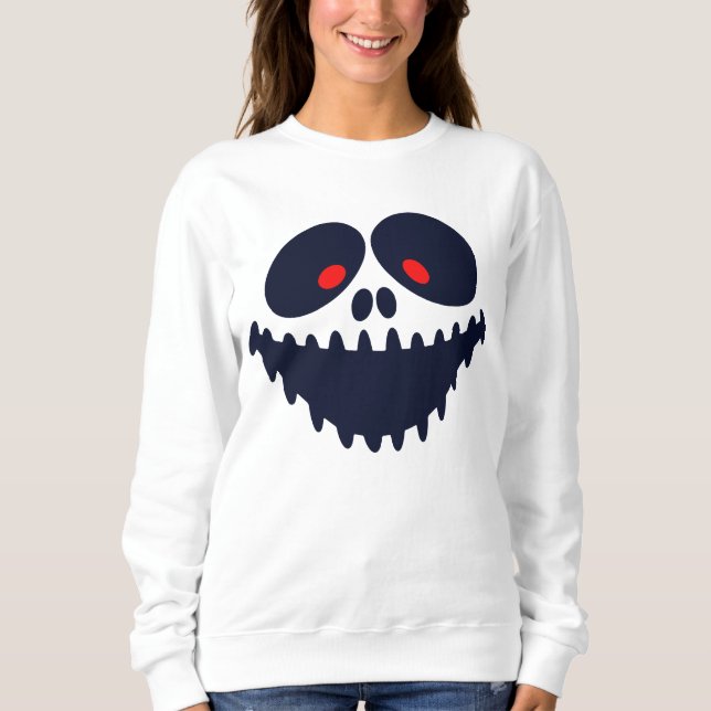 Scary Funny Face Halloween Ghost Sweatshirt (Front)