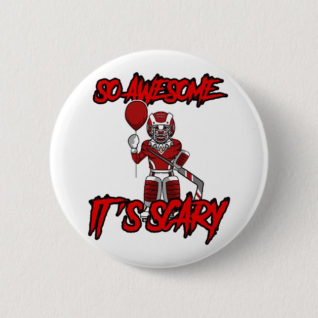 Scary Funny Halloween Clown Hockey Goalie 6 Cm Round Badge (Front)