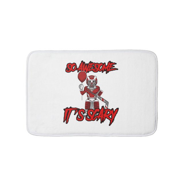 Scary Funny Halloween Clown Hockey Goalie Bath Mat (Front)