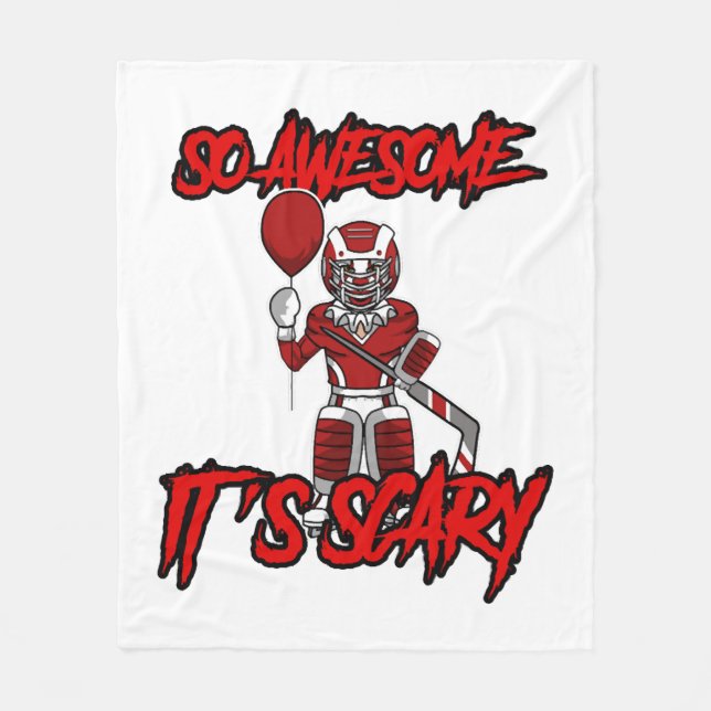 Scary Funny Halloween Clown Hockey Goalie Fleece Blanket (Front)