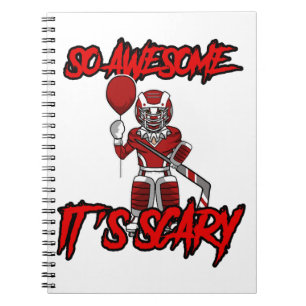 Scary Funny Halloween Clown Hockey Goalie Notebook