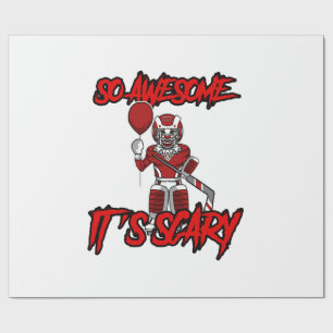Scary Funny Halloween Clown Hockey Goalie Wrapping Paper