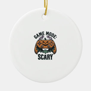 Scary Gamer Shirt Vintage Halloween Controller Art Ceramic Tree Decoration