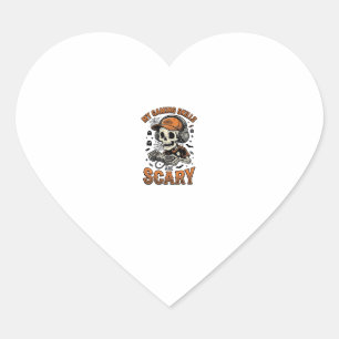 Scary Gamer Skeleton Vintage Halloween Shirt Desig Heart Sticker