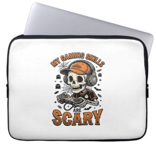 Scary Gamer Skeleton Vintage Halloween Shirt Desig Laptop Sleeve