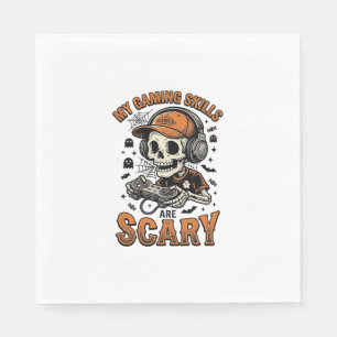 Scary Gamer Skeleton Vintage Halloween Shirt Desig Napkin