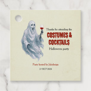 Scary Ghost Costume Cocktail Halloween Party Favour Tags
