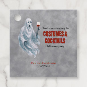 Scary Ghost Costume Cocktail Halloween Party Favour Tags