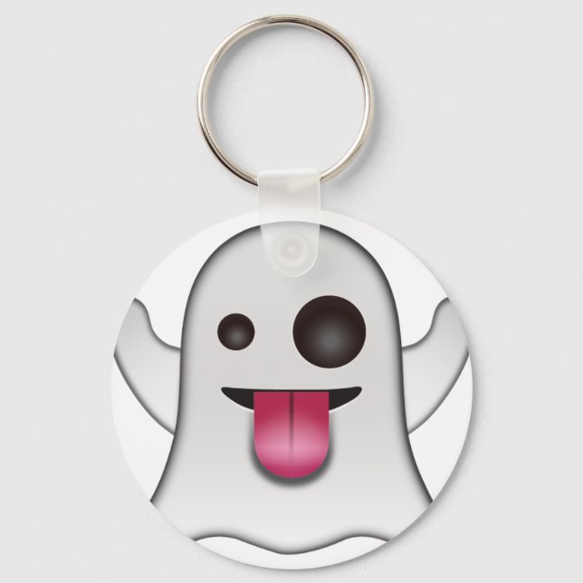 Scary Ghost Emoji Cool Fun Key Ring (Front)