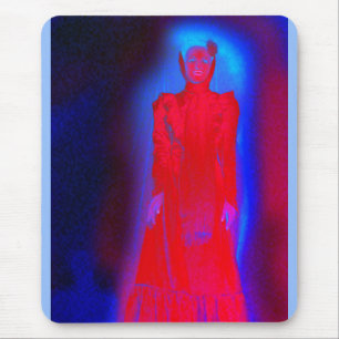 Scary ghost lady in red art mouse mat